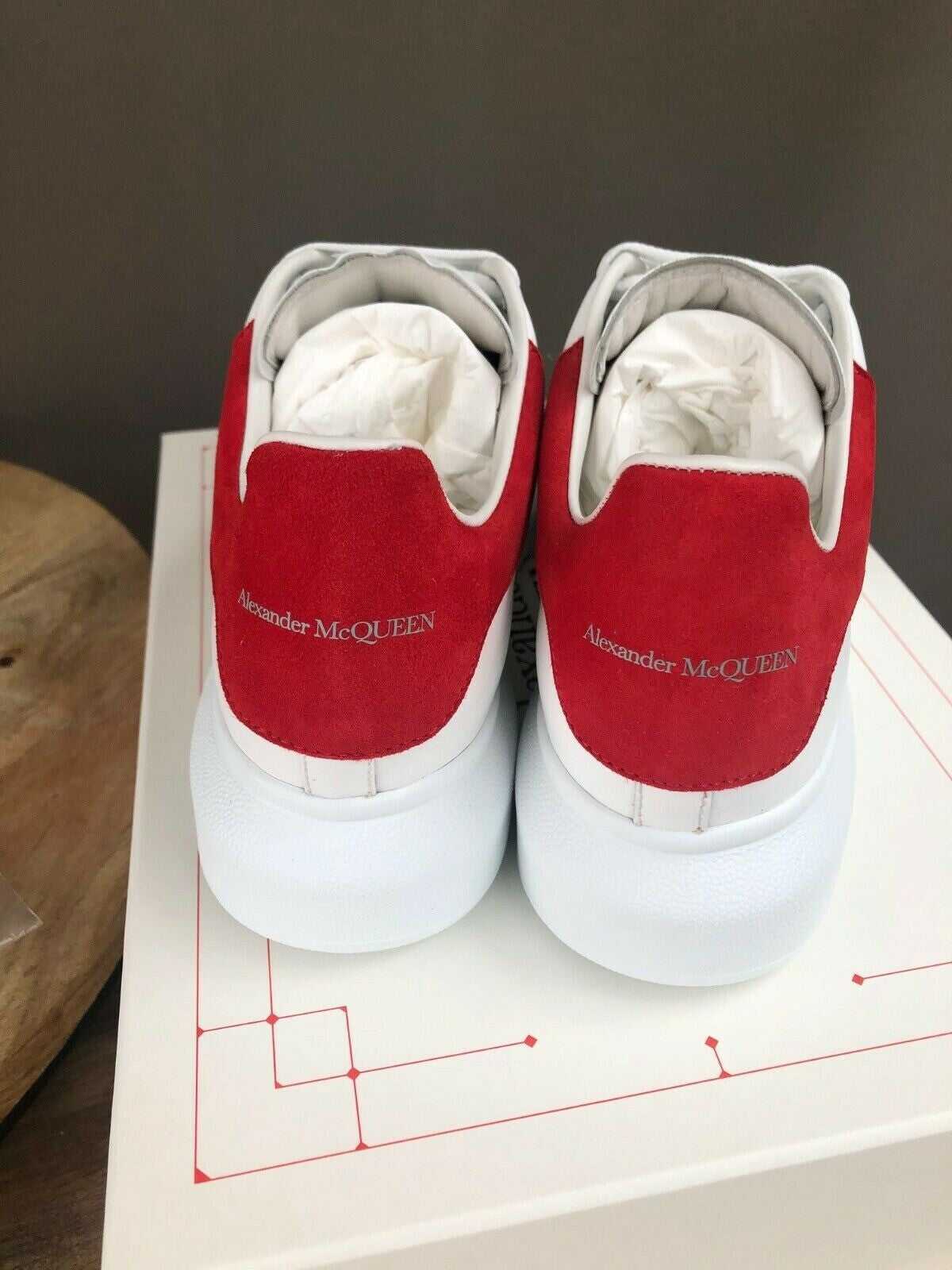 ALEXANDER MCQUEEN Women's Larry White And Red Sneakers New Size 41 US 11