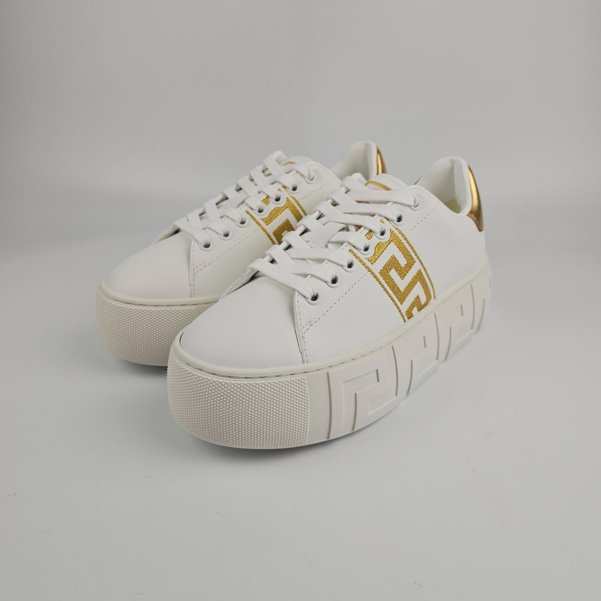 VERSACE Greca White/Gold Sneakers New & Authentic