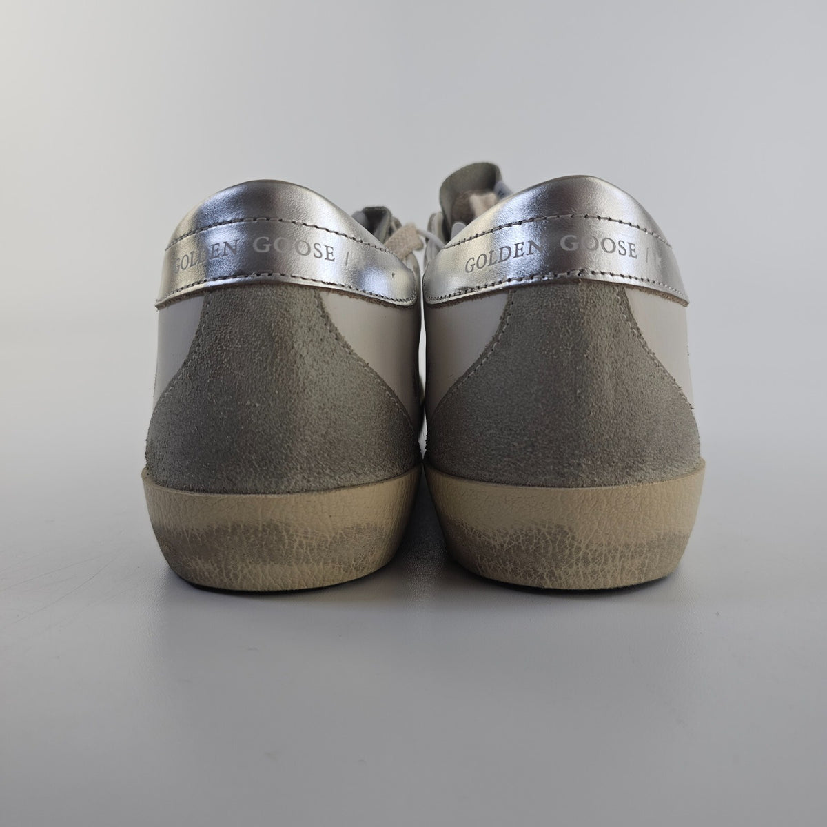 GOLDEN GOOSE Super Star Women's White/Silver Glittered Low Top Sneakers New