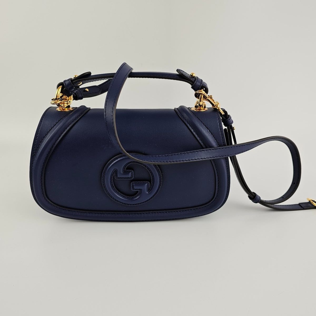 GUCCI Blondie Medium $3900 Blue Leather Top Handle Bag New And Authentic