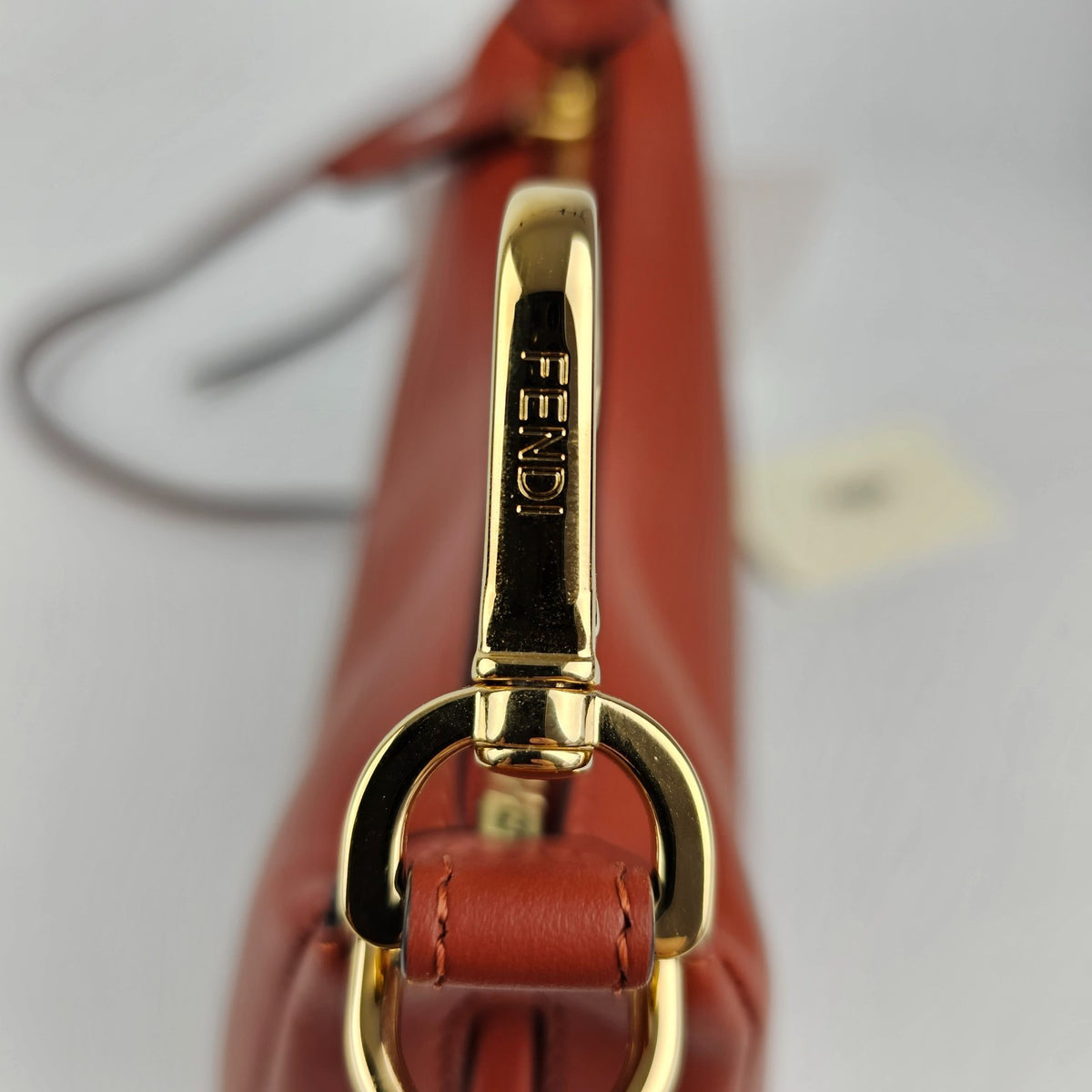 FENDI Fendigraphy Mini $2350 Sienna Brown Leather Top Handle Bag New & Authentic