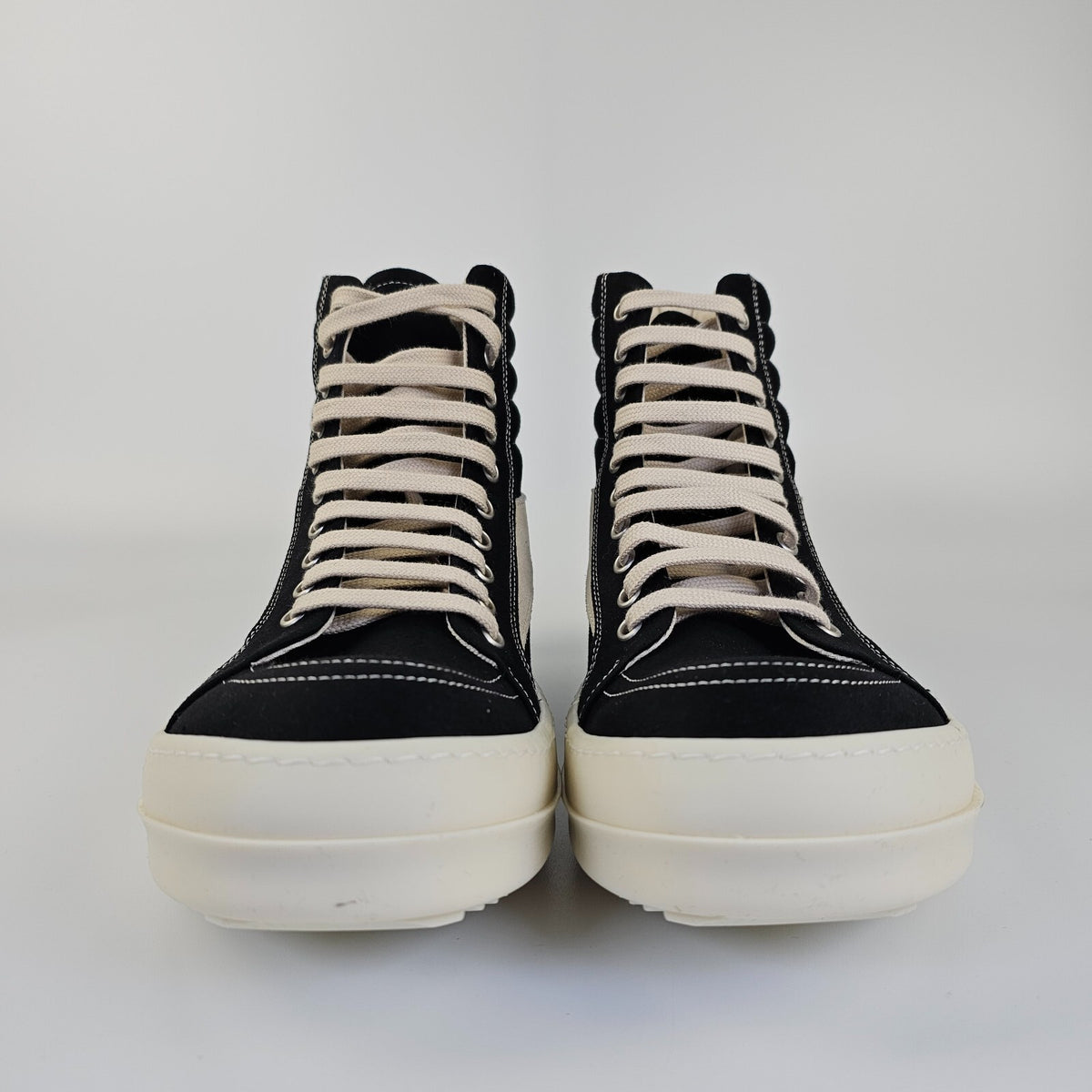 RICK OWENS DRKSHDW Vintage Black Canvas High Top Sneakers New Size 40 US 7