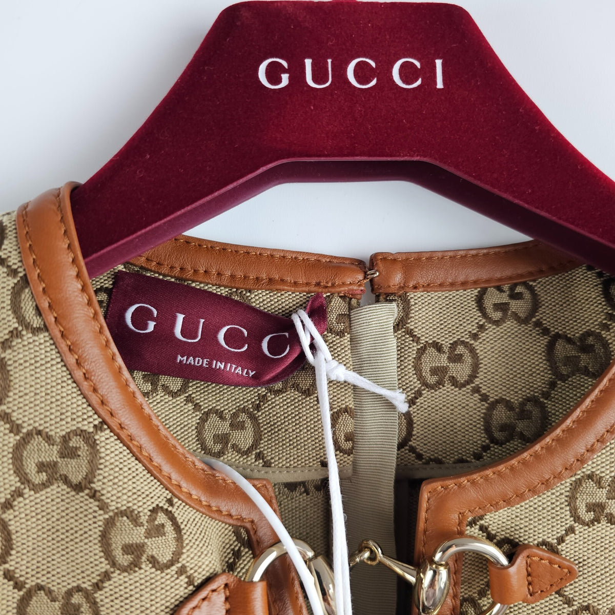 GUCCI $4200 Camel And Dark Brown GG Canvas With Horsebit Dress New & Authentic