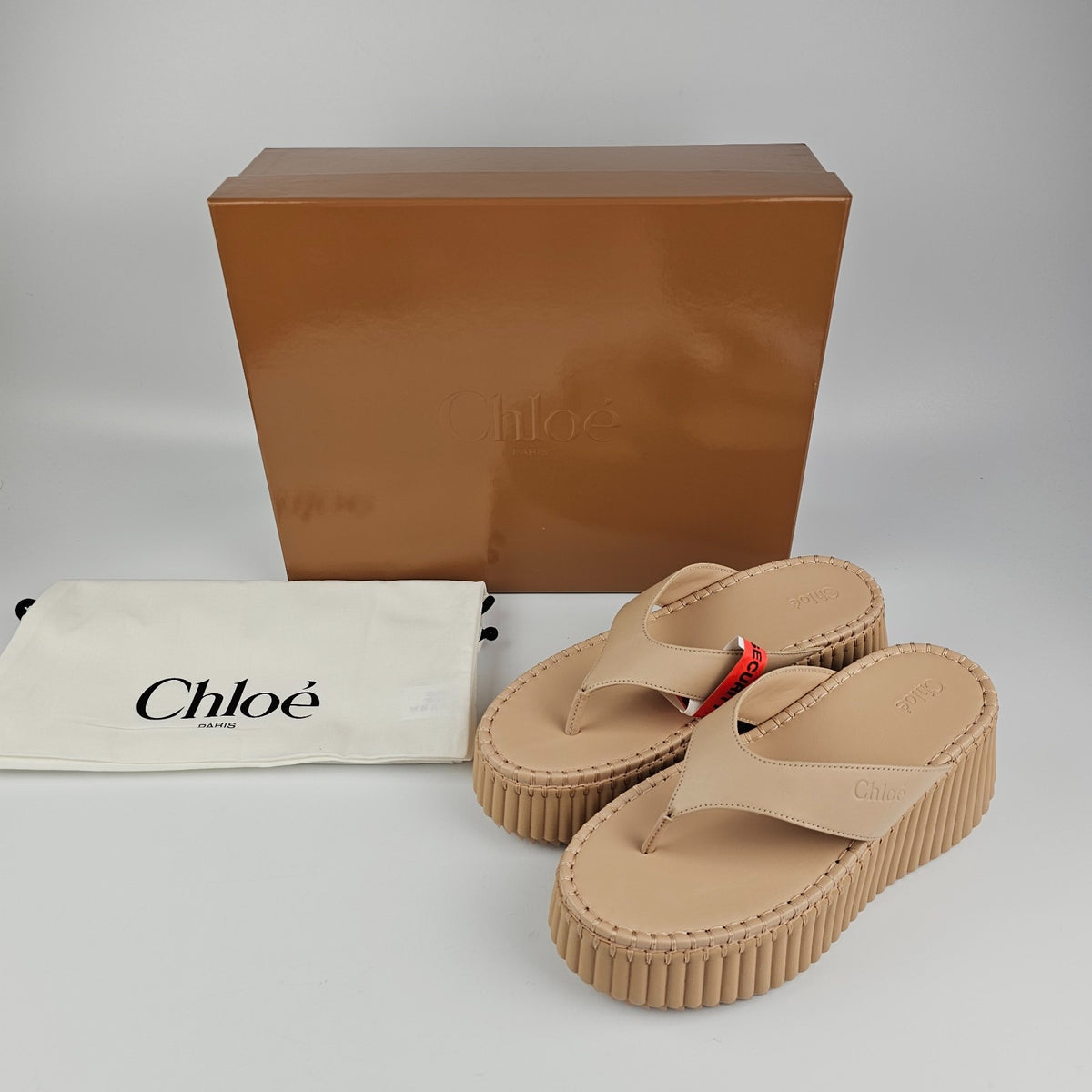 Chloe Nama Beige Platform Sandals New & Authentic