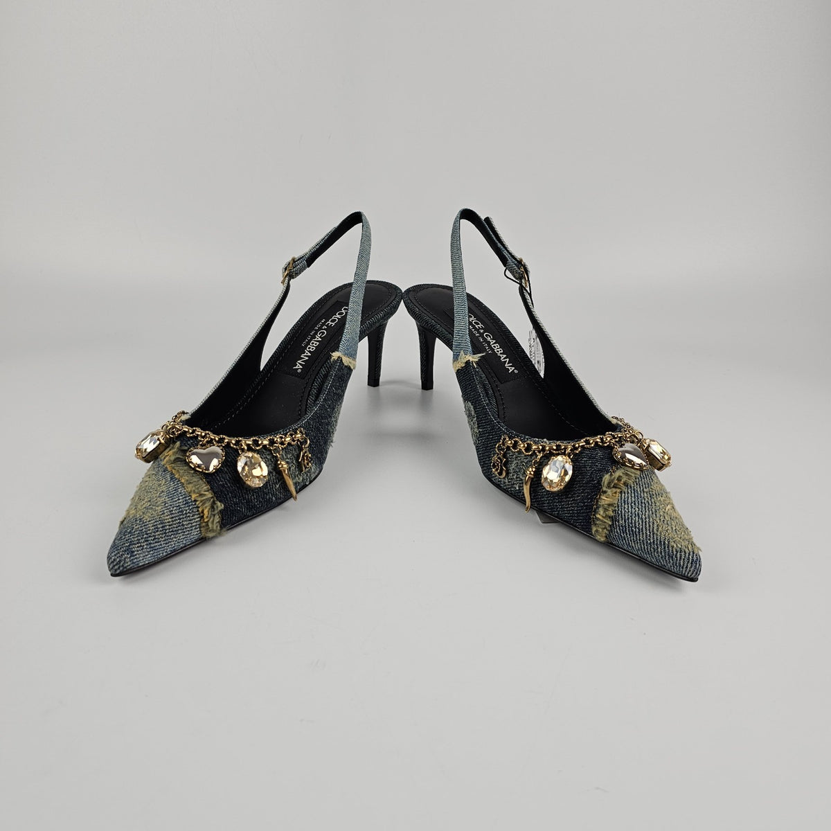 DOLCE&GABBANA Blue Denim 75mm Heel Pumps New & Authentic
