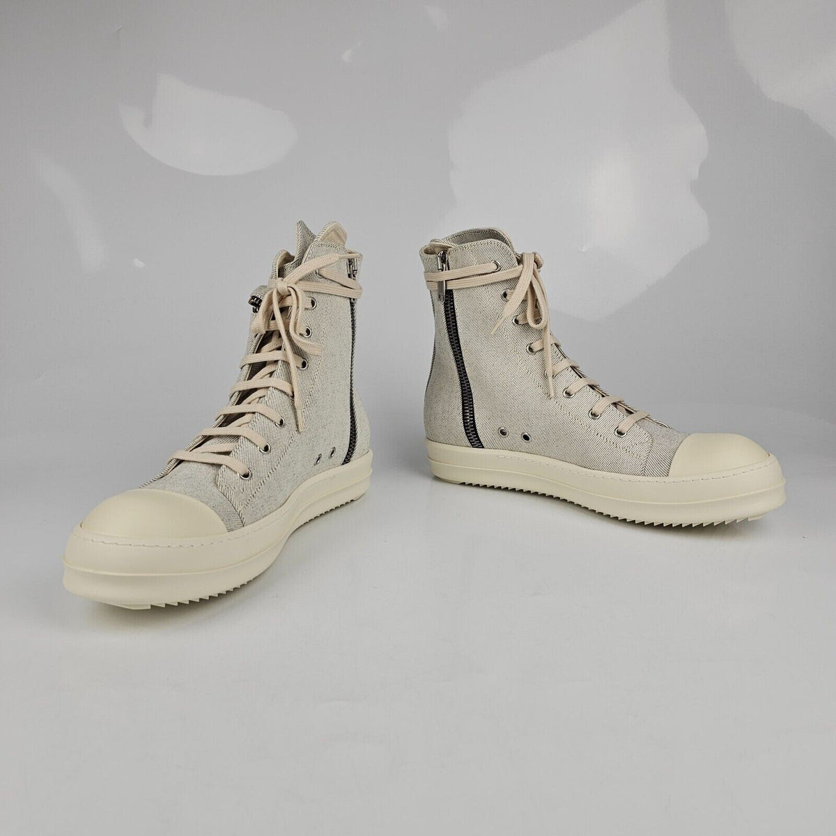 RICK OWENS DRKSHDW Ramones Cargo Melange/Milk High Top Sneakers New Size 42.5