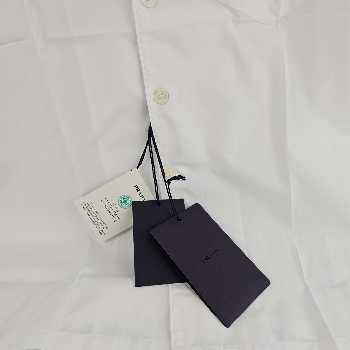 PRADA White Cotton Short Sleeve Shirt New And Authentic