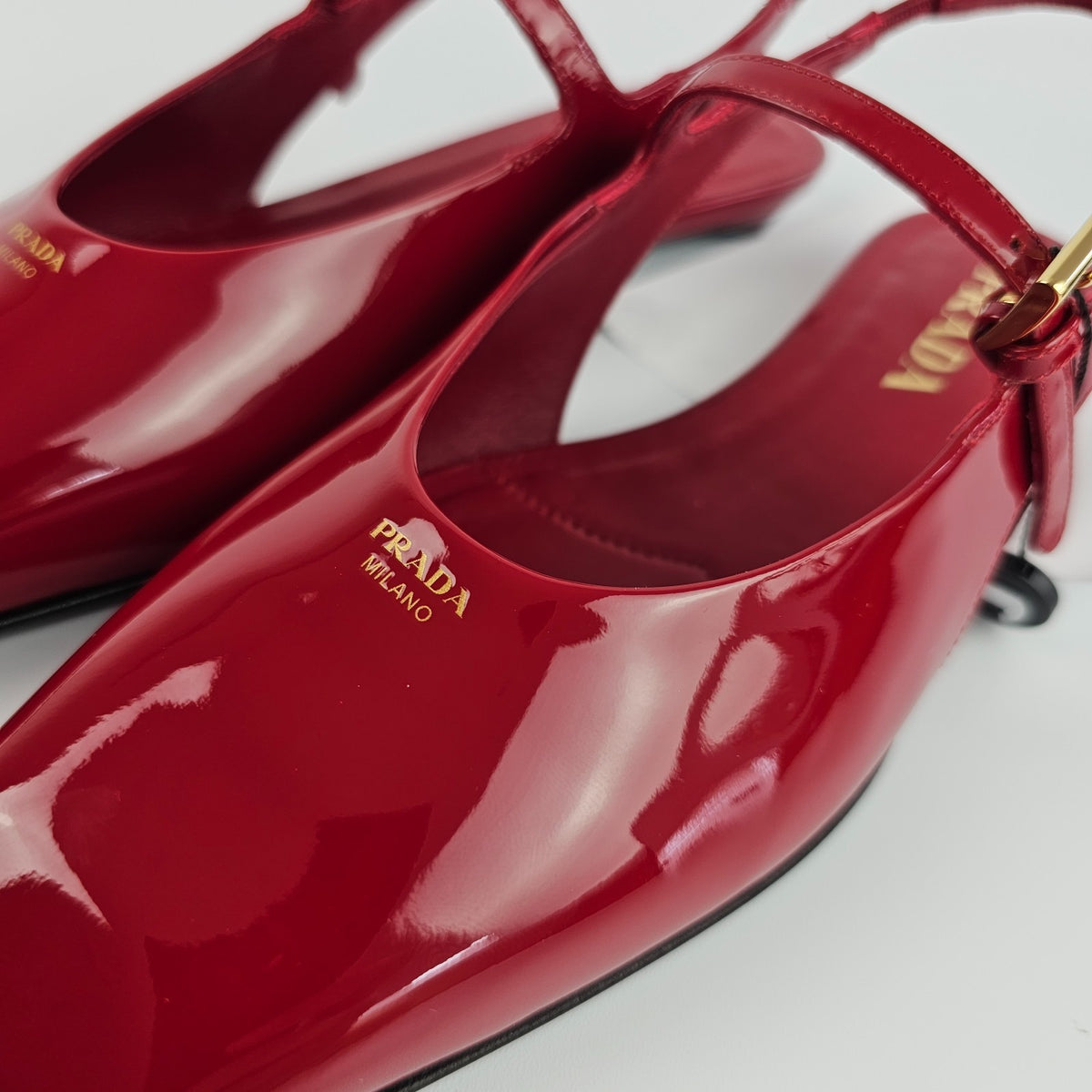PRADA  Red Patent Leather Slingback Ballerinas New & Authentic