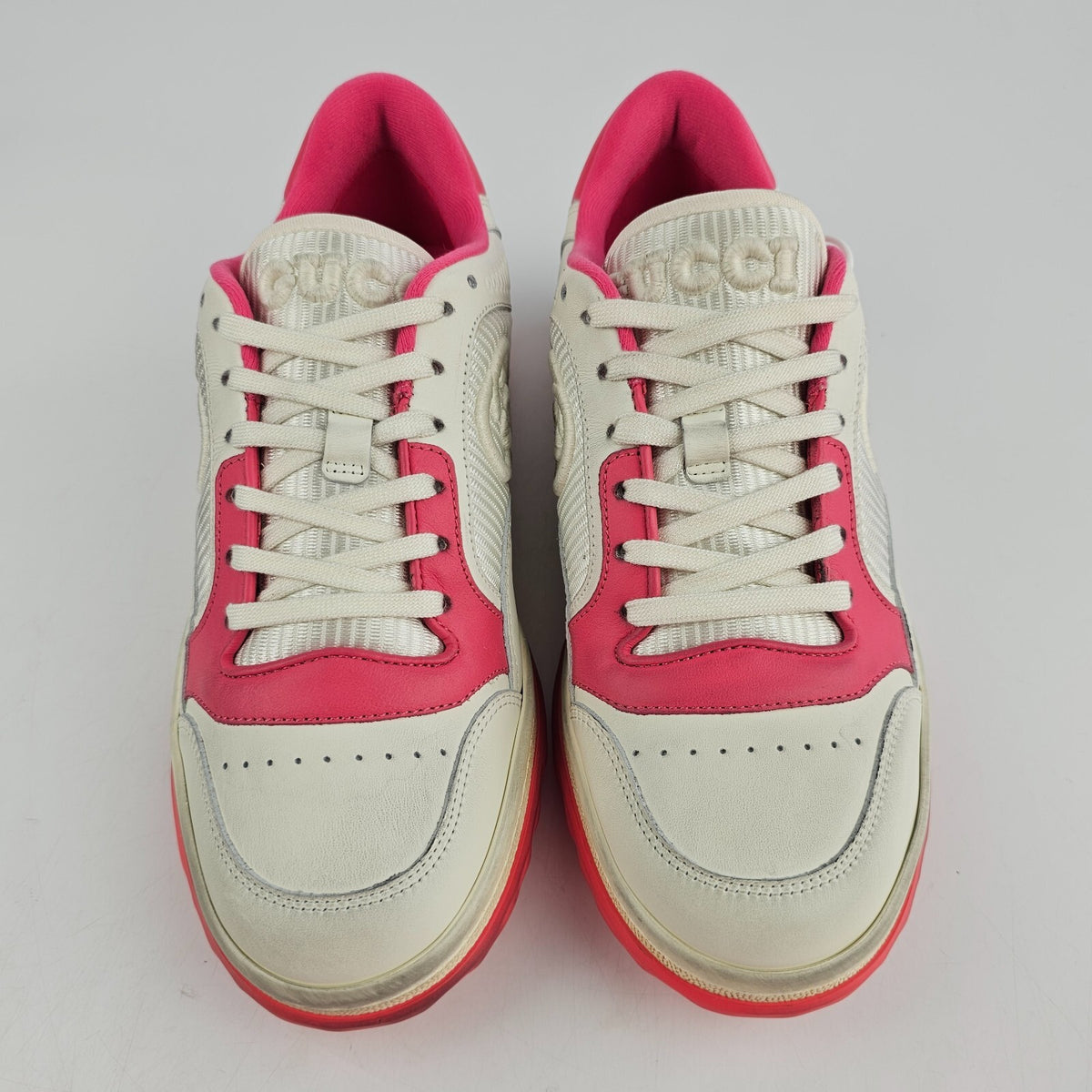 Gucci Mac80 Women's White And Pink Sneakers New