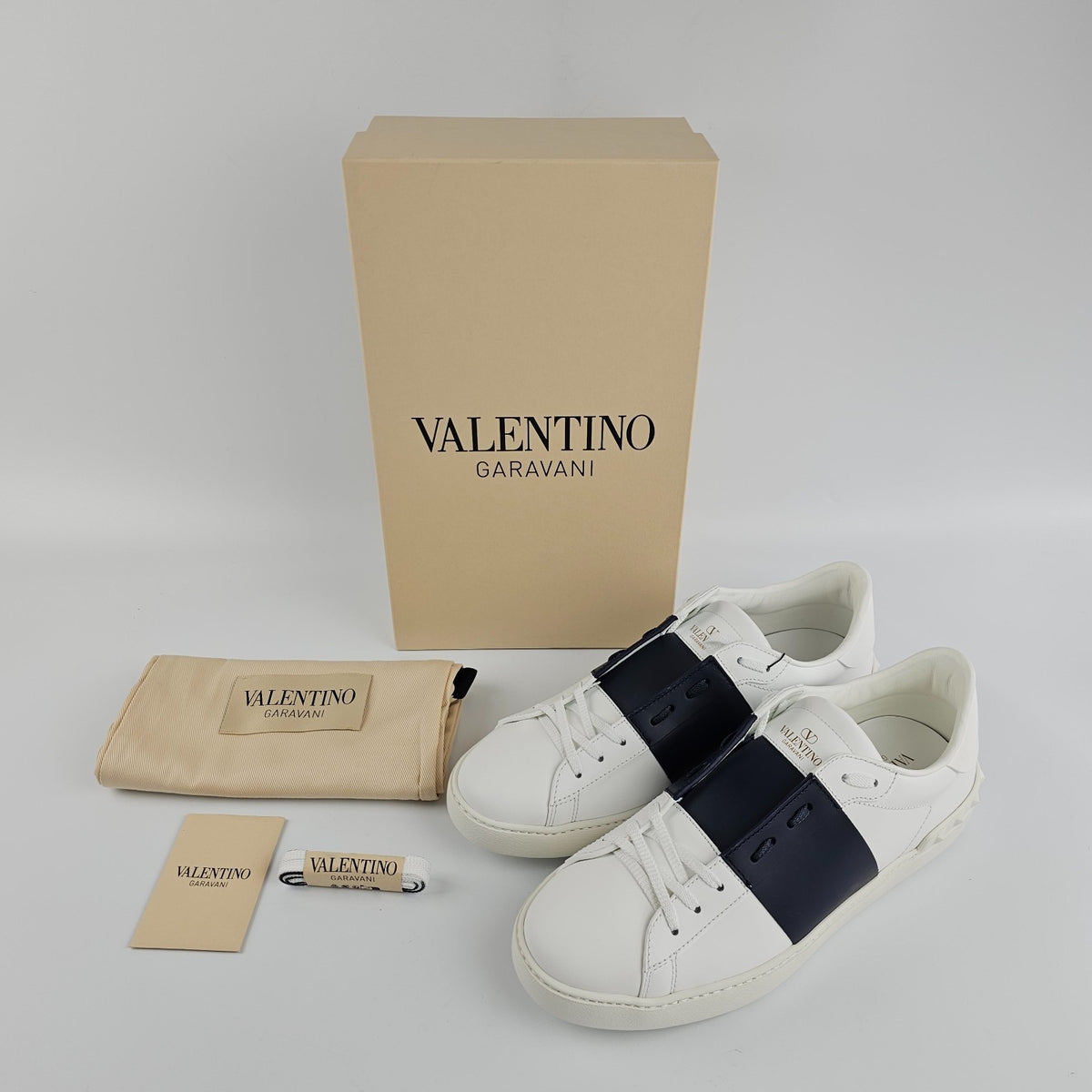 VALENTINO GARAVANI Open White/Marine Sneakers New & Authentic