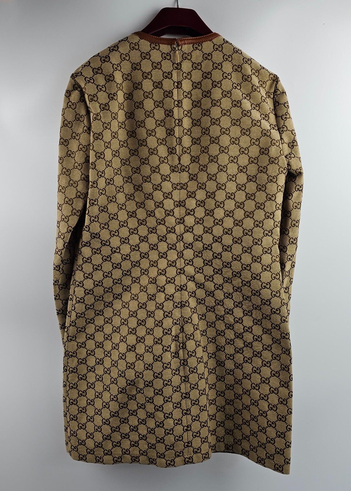 GUCCI $4200 Camel And Dark Brown GG Canvas With Horsebit Dress New & Authentic