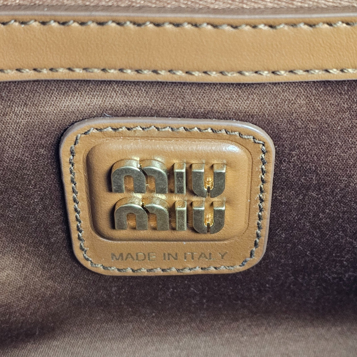 MIU MIU Beau Medium $3550 Cognac Leather Top Handle New And Authentic
