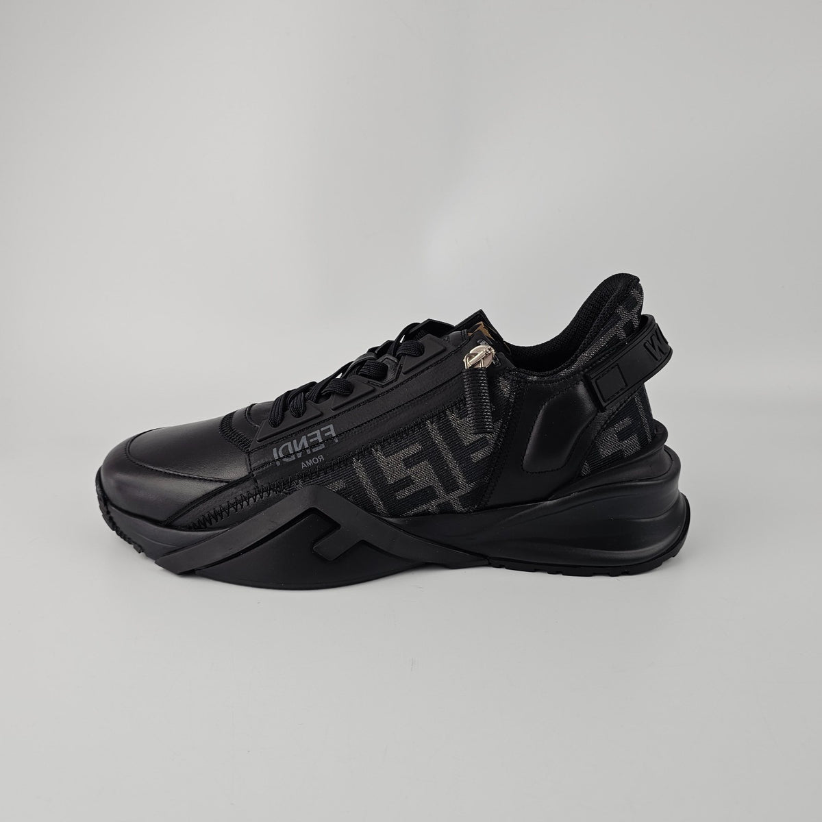 FENDI Flow Black Leather Sneakers New & Authentic