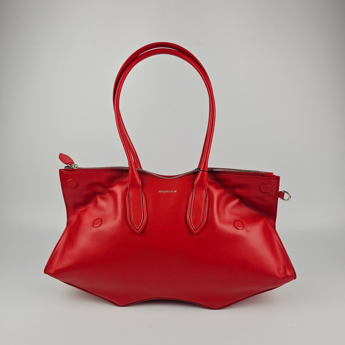 ALEXANDER MCQUEEN Manta Red Leather Top Handle Bag New