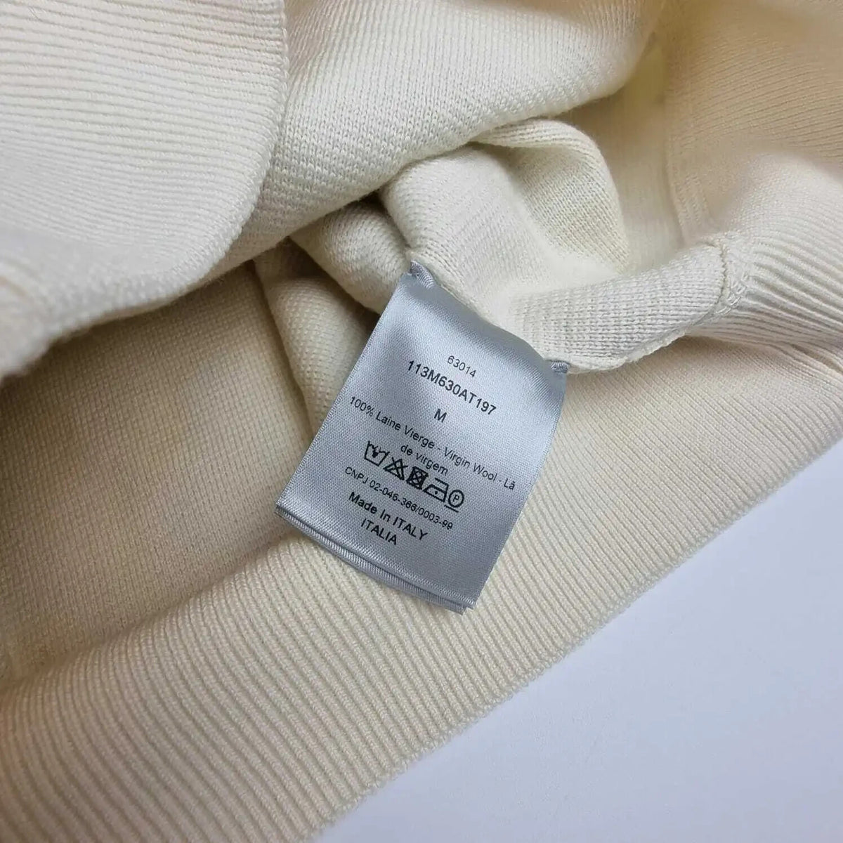 Dior Homme Oblique White/Silver Wool Sweater New Size M