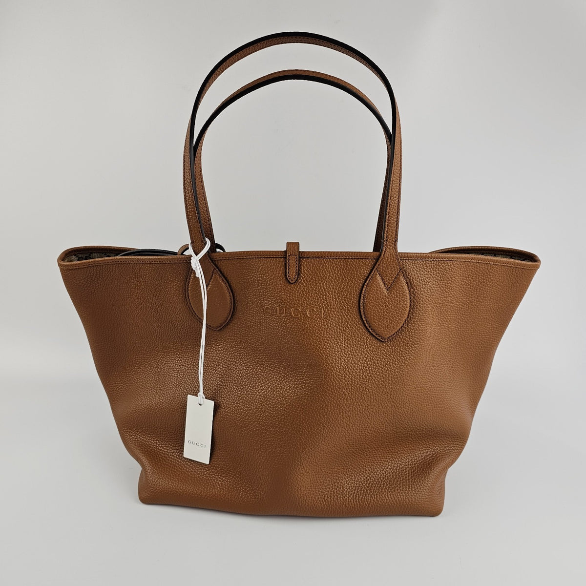 GUCCI Totissima Large $2800 Brown Leather Tote Bag New & Authentic