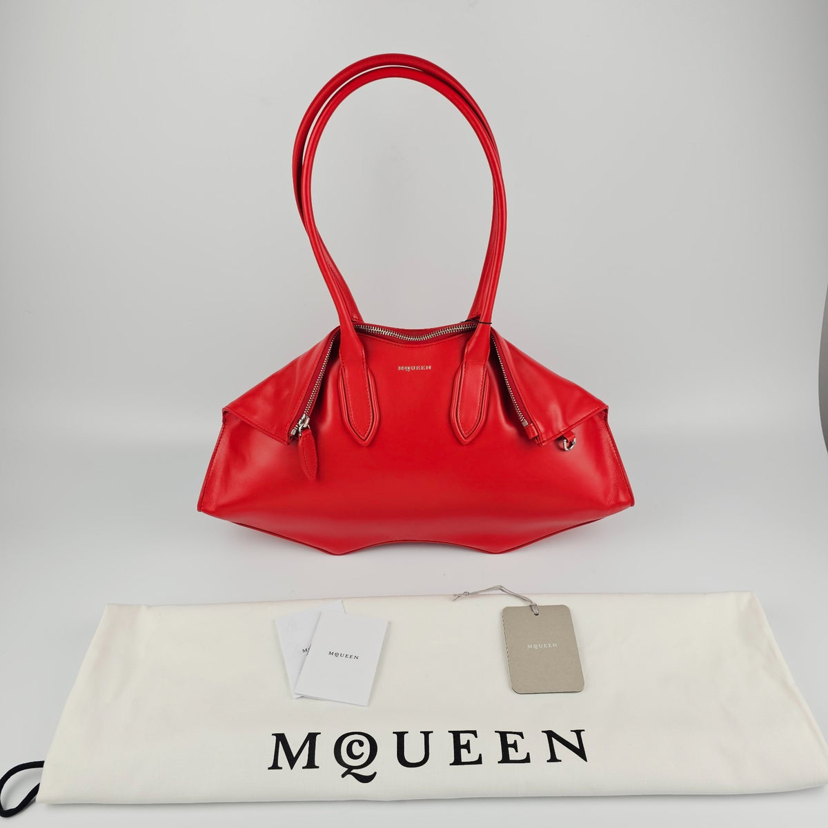 ALEXANDER MCQUEEN Manta Red Leather Top Handle Bag New