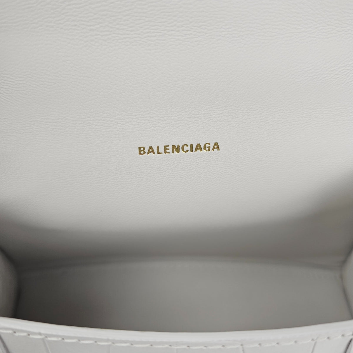 BALENCIAGA XS Hourglass Embossed White Leather Bag New