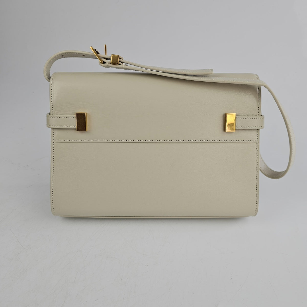SAINT LAURENT Manhattan Box Small $3000 Blanc Vintage Leather Shoulder Bag New