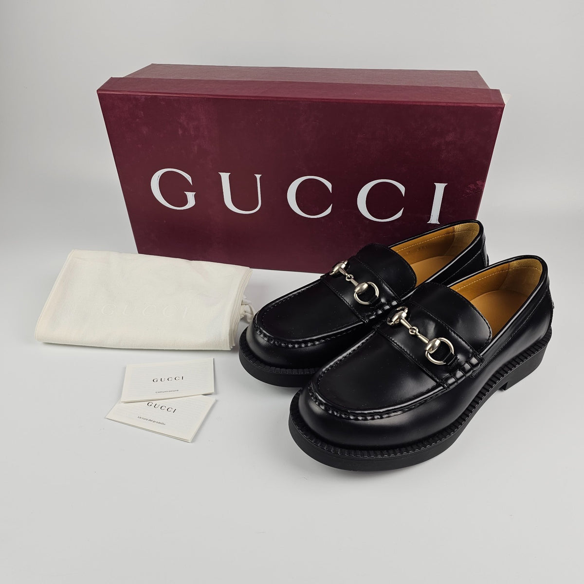 GUCCI $1250 Men's Black Leather With Horsebit Loafers New & Authentic