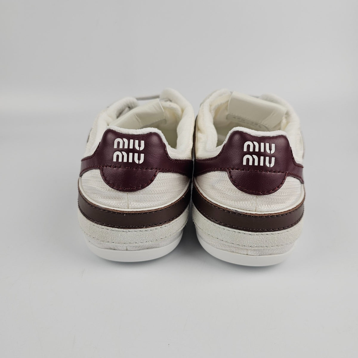 MIU MIU Gymnasium White/Burgundy Sneakers New & Authentic