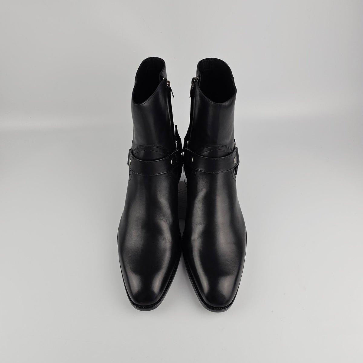 SAINT LAURENT Wyatt Black Leather Ankle Boots New & Authentic