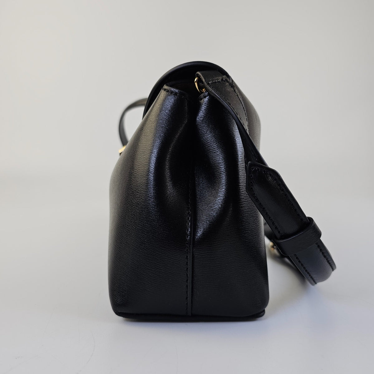 TOTEME T-Lock Black/Gold Leather Clutch New