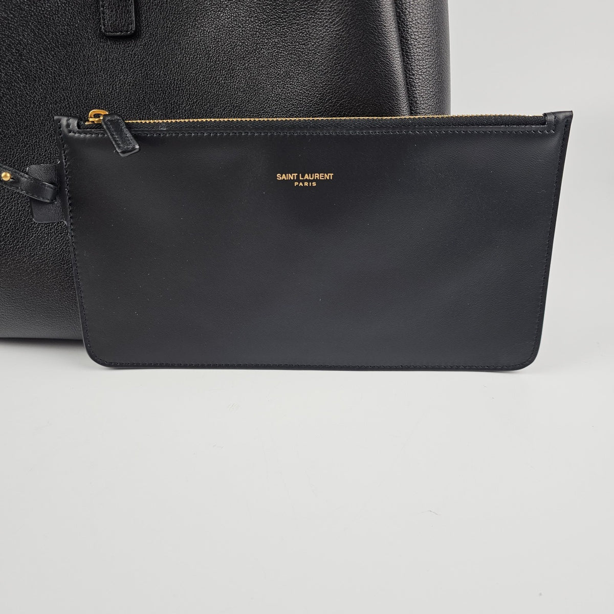 Saint Laurent Le 5 a 7  Large $3200 Black Grained Leather Shoulder Bag New