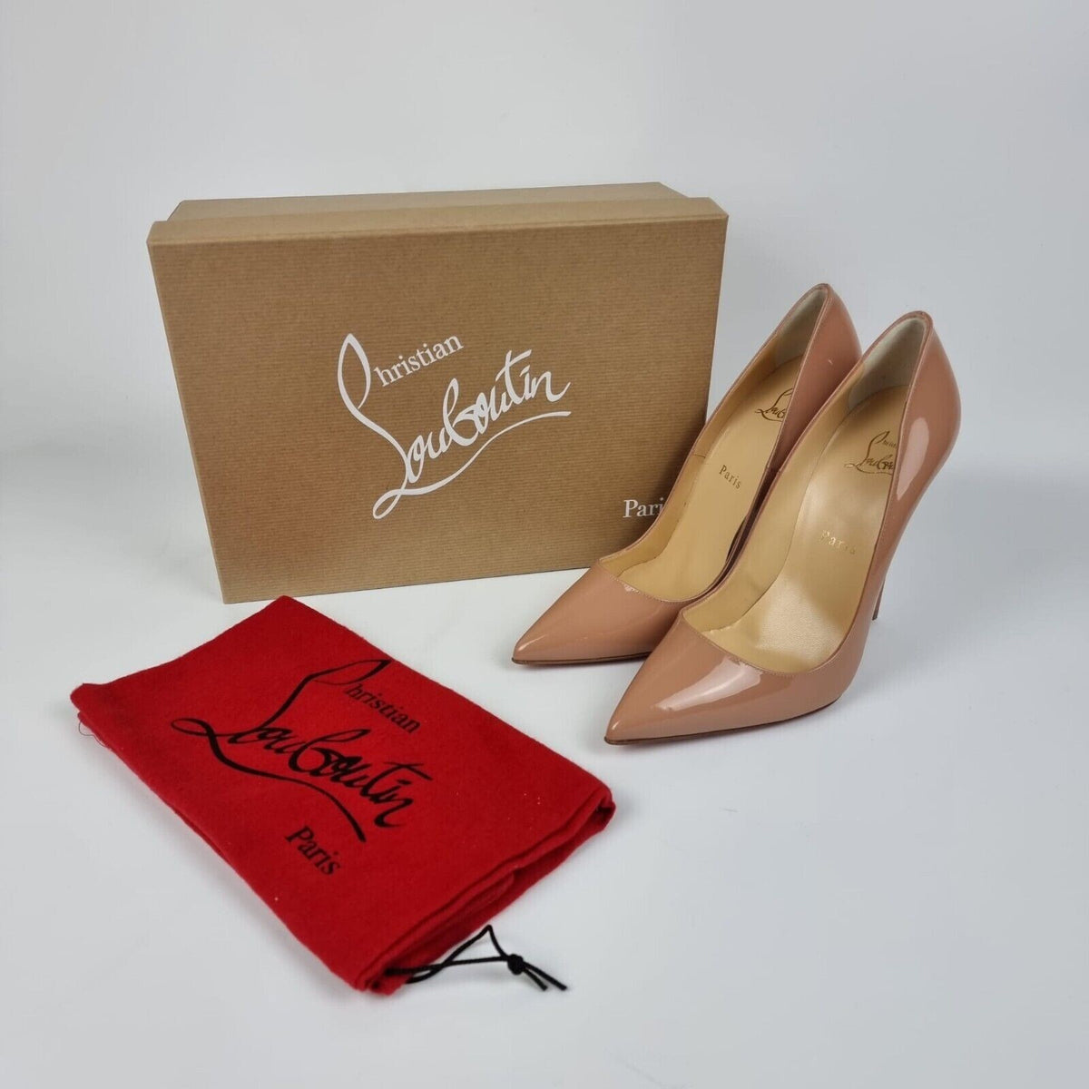 CHRISTIAN LOUBOUTIN So Kate 120MM Beige Patent Leather Pumps New Size 39 US 9