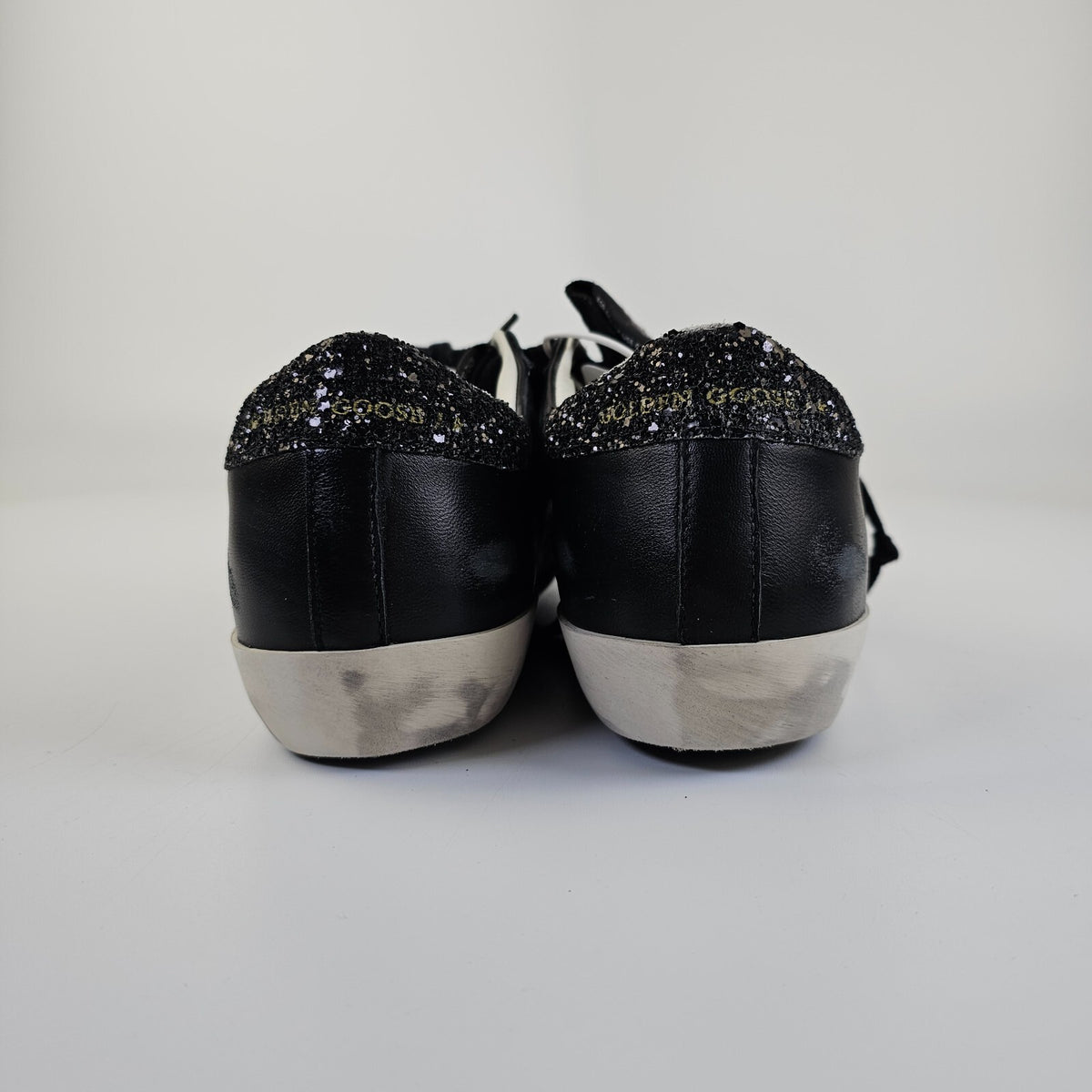 GOLDEN GOOSE Super Star Women's Black Glittered Low Top Sneakers New