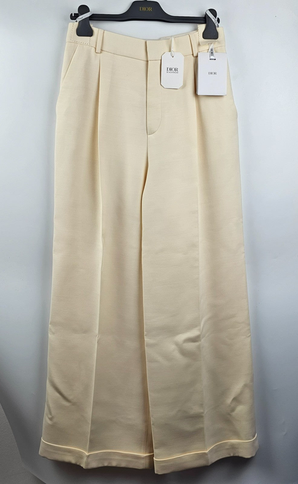 DIOR $2600 Ecru Wool/Silk Flared Pants New & Authentic