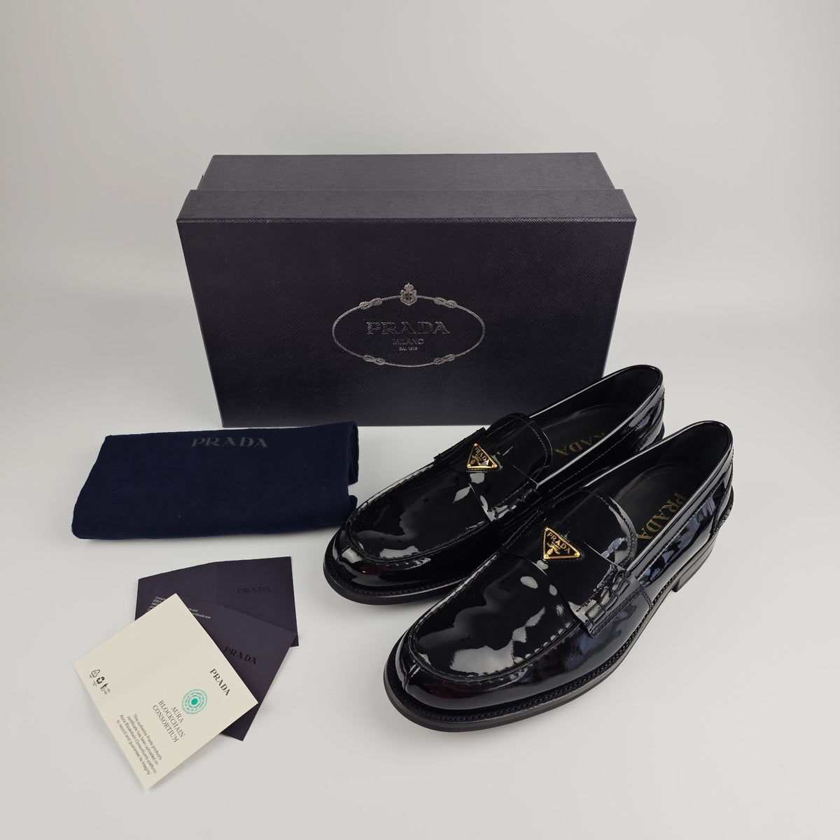 PRADA Black Patent Leather Loafers New & Authentic