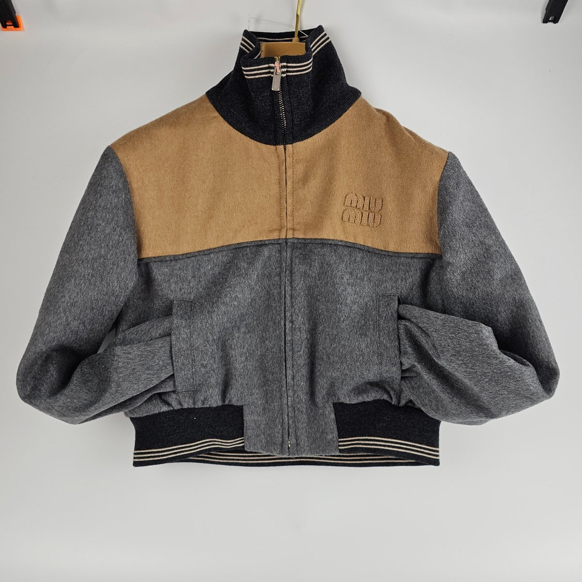 MIU MIU Gray Wool Bomber Jacket New & Authentic
