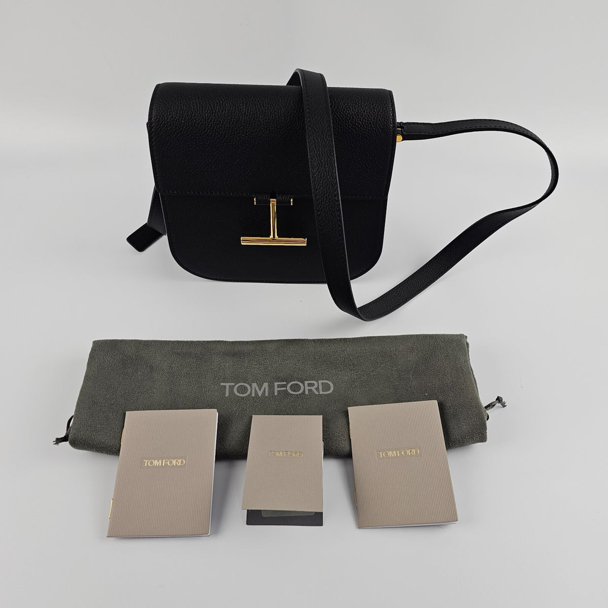 Tom Ford Mini Tara Black Leather Shoulder Bag New