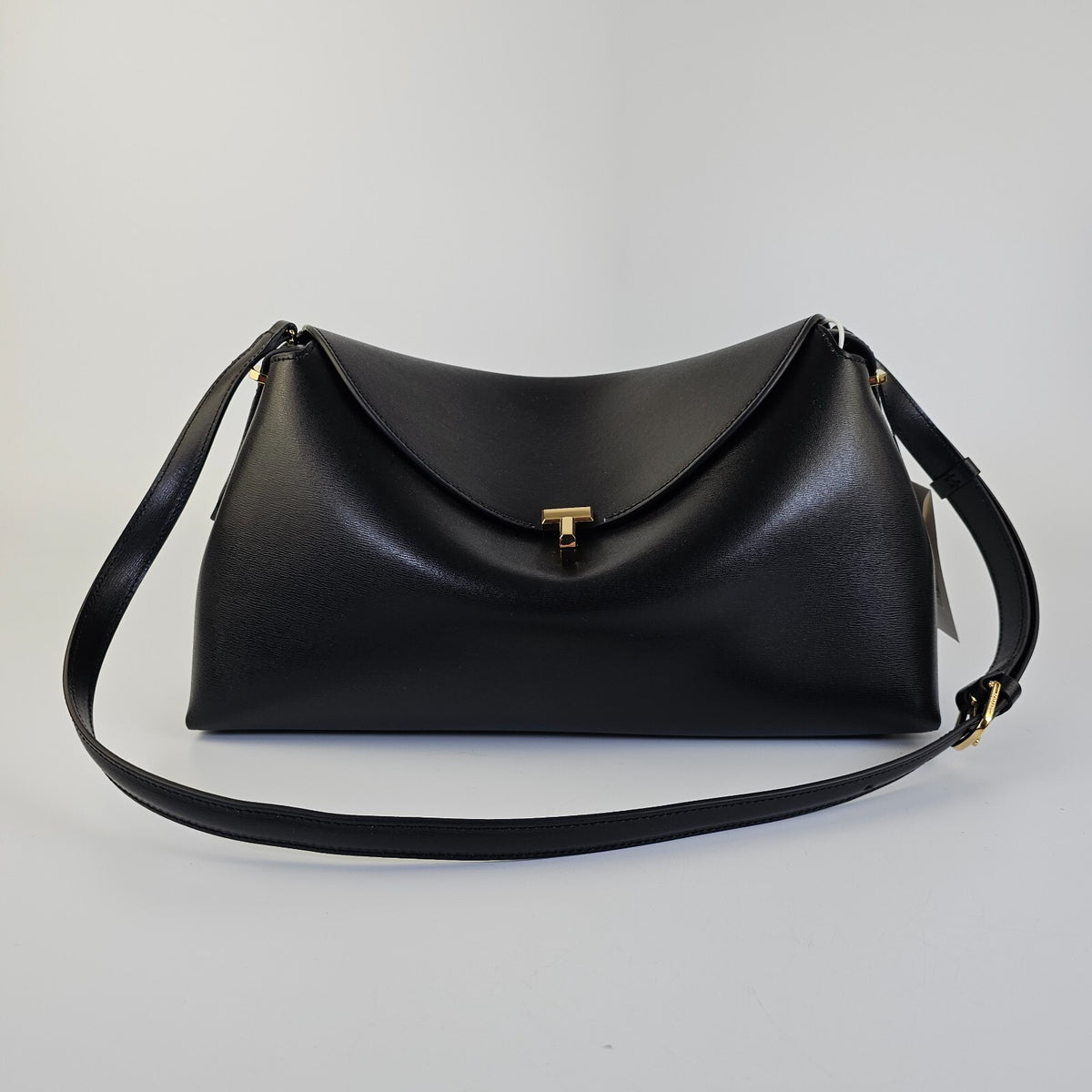 TOTEME T-Lock Black/Gold Leather Top Handle Bag New