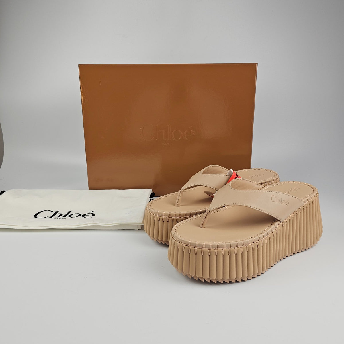 Chloe Nama Beige Platform Sandals New & Authentic