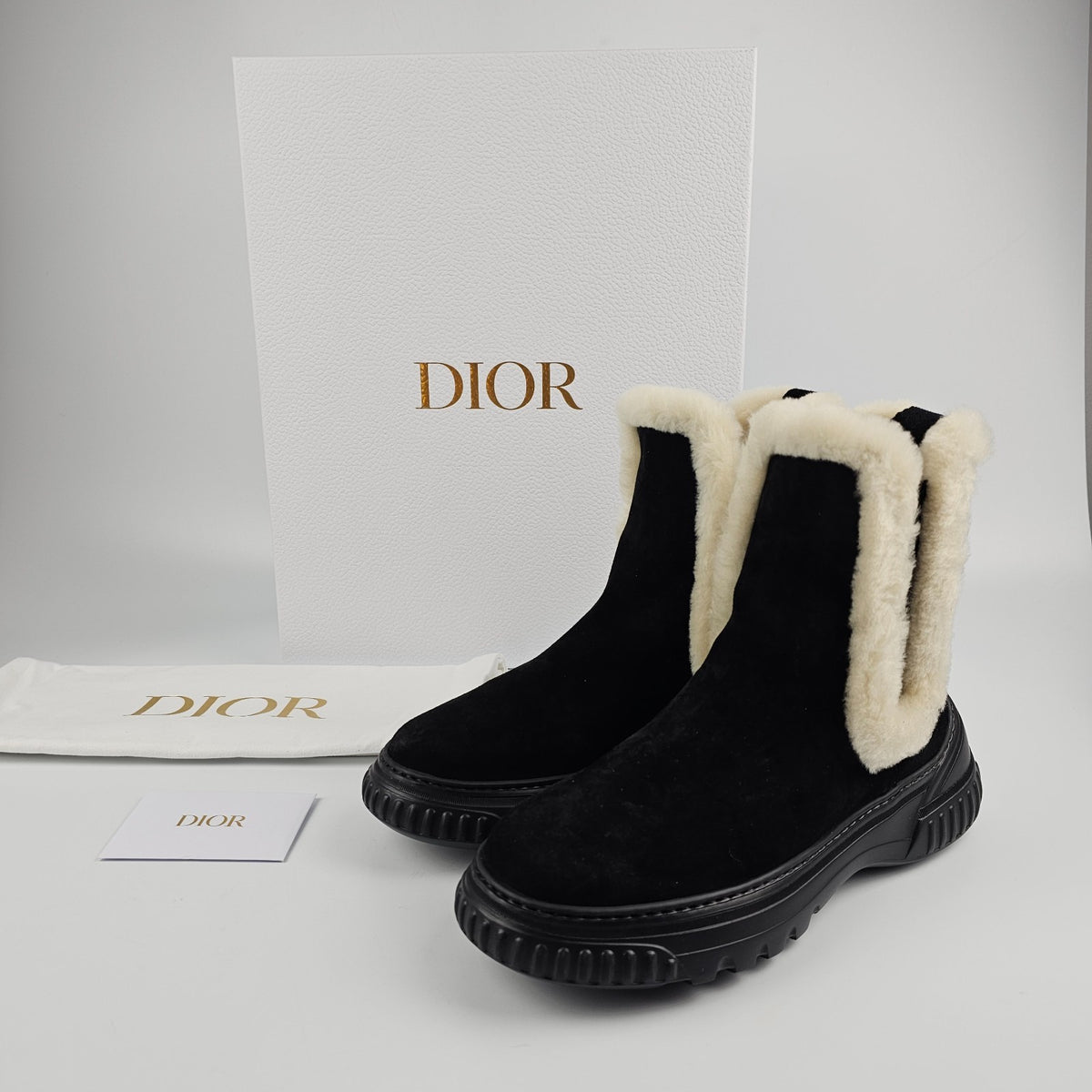 DIOR D-Racer $1550 Black Suede Ankle Boots New & Authentic