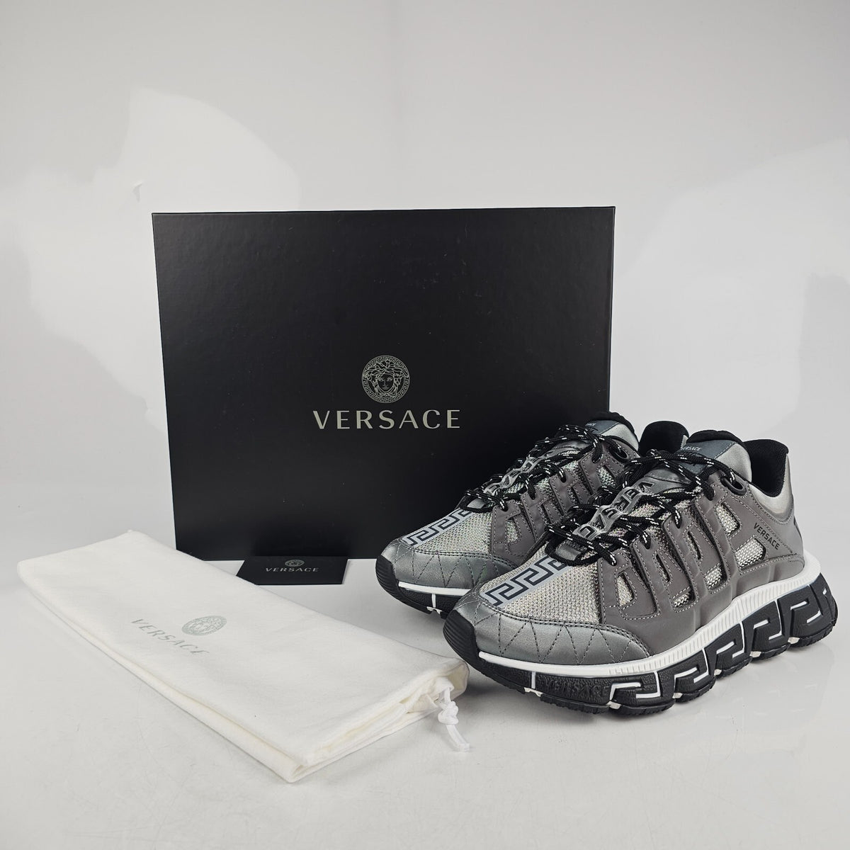 VERSACE Trigreca Men's Gray Sneakers New Size 39 US 6