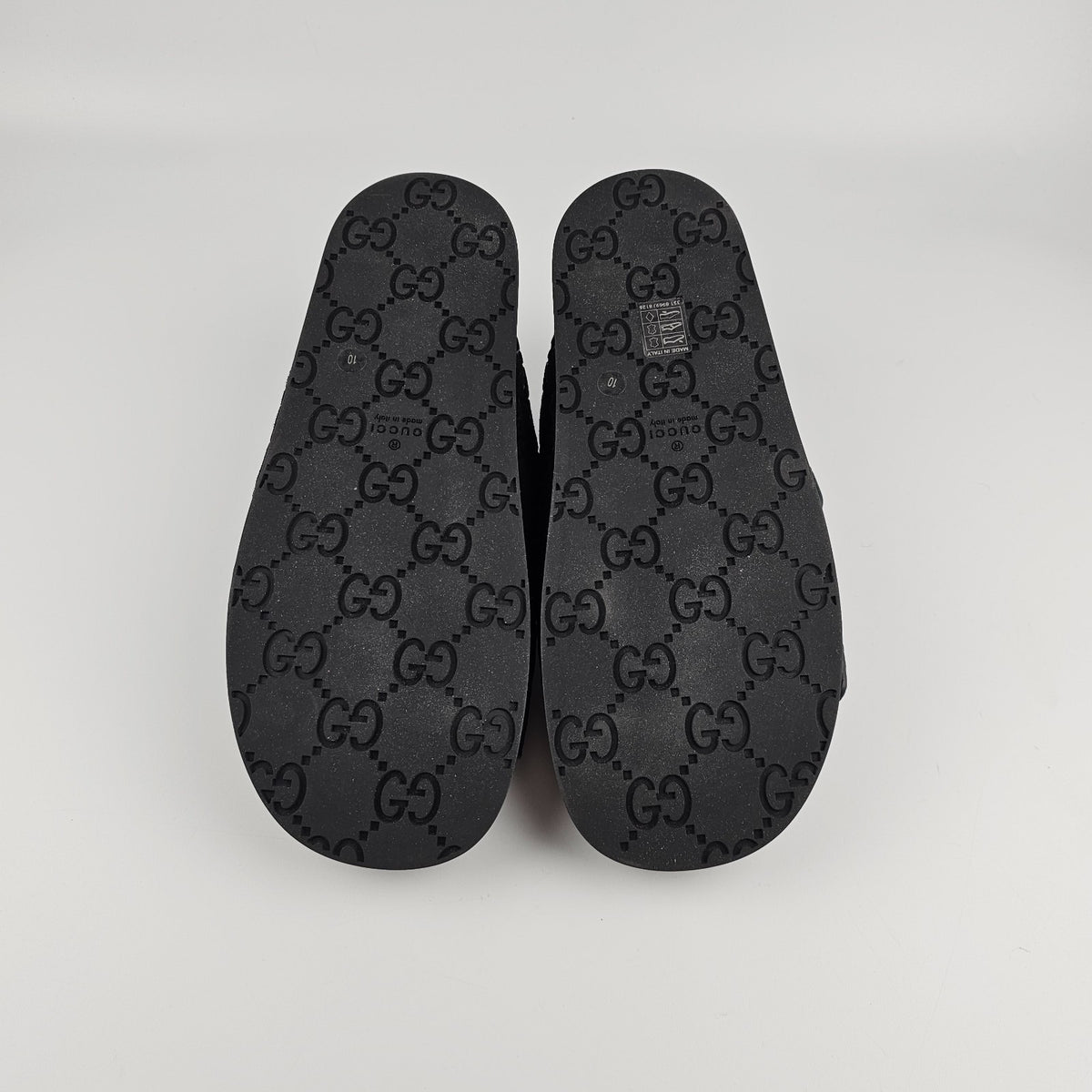 GUCCI $1050 Men's Black GG Suede Slide Sandals New & Authentic