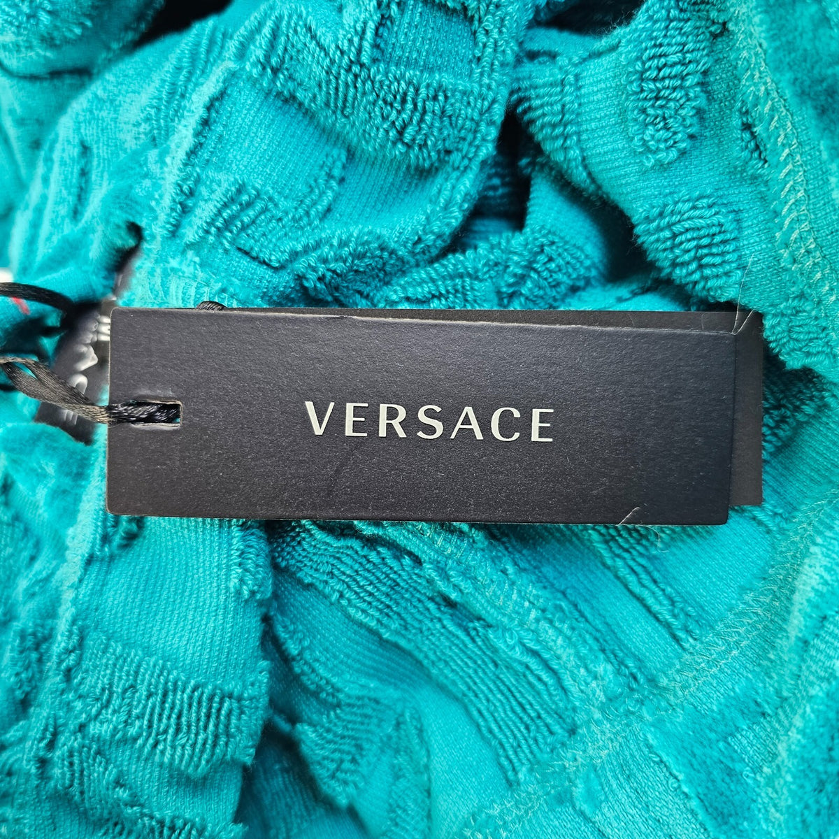 VERSACE Baroque Greca Blue Short Unisex Bathrobe New