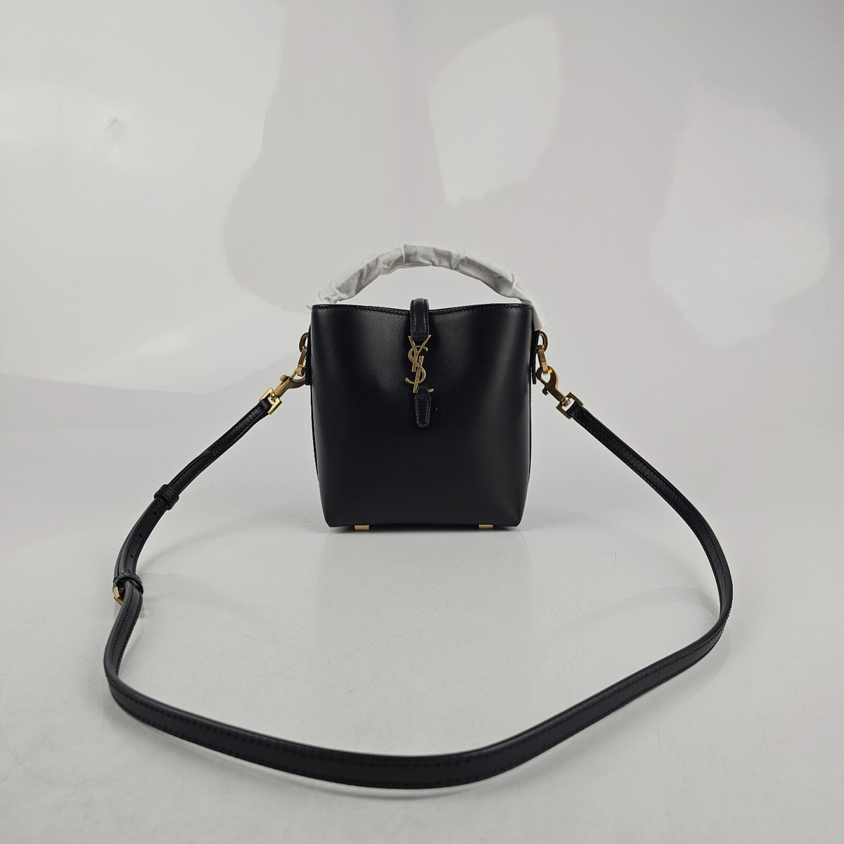 SAINT LAURENT Le 37 Mini $2300 Black Leather bucket Bag New & Authentic