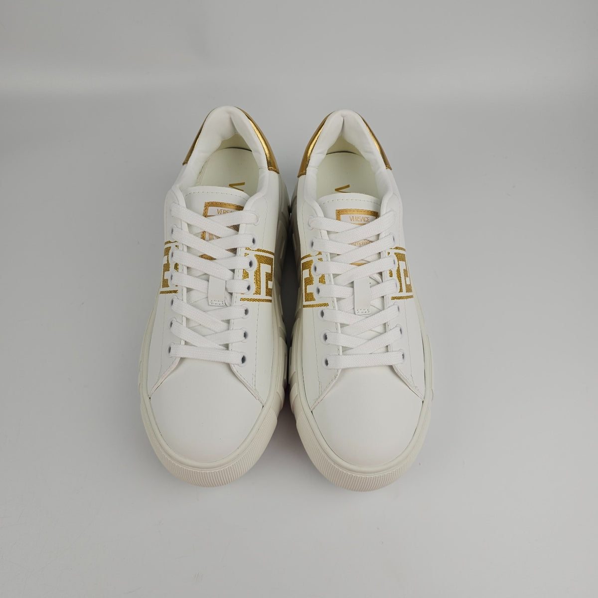 VERSACE Greca White/Gold Sneakers New & Authentic