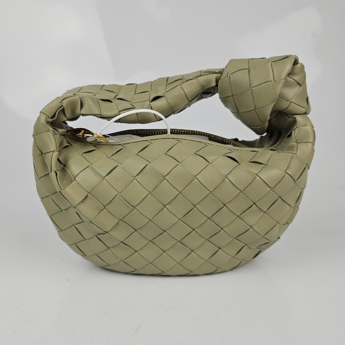BOTTEGA VENETA Mini Jodie $3100 Travertine Leather Top Handle Bag New