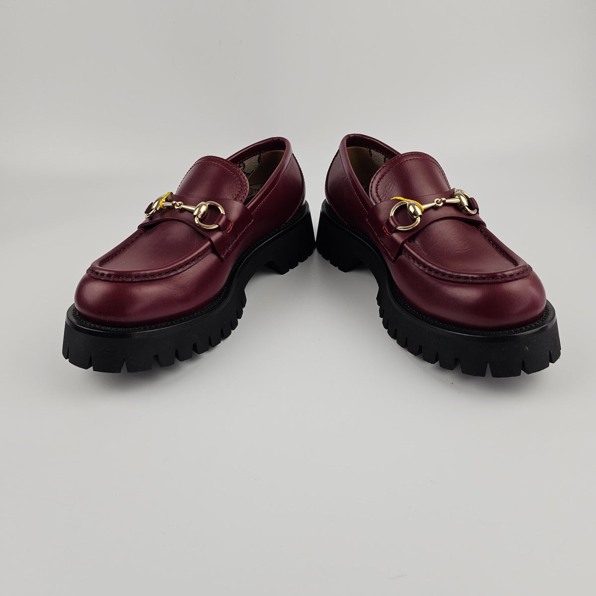 GUCCI $1220 Women's Rosso Ancora Red Lug Sole With Horsebit Loafers New