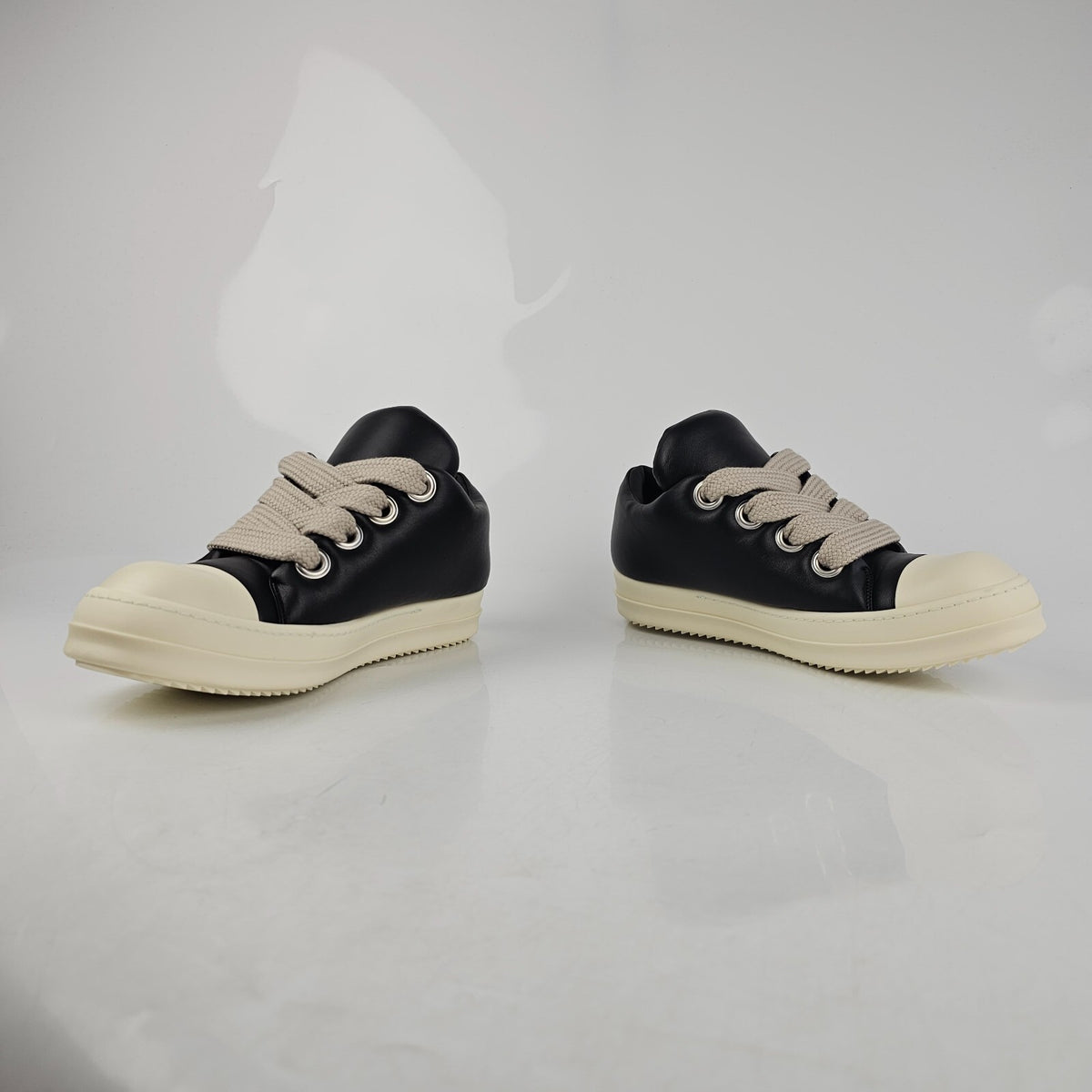 RICK OWENS Ramones Jumbo Laces Black/Milk Sneakers New Size 39.5 US 6.5