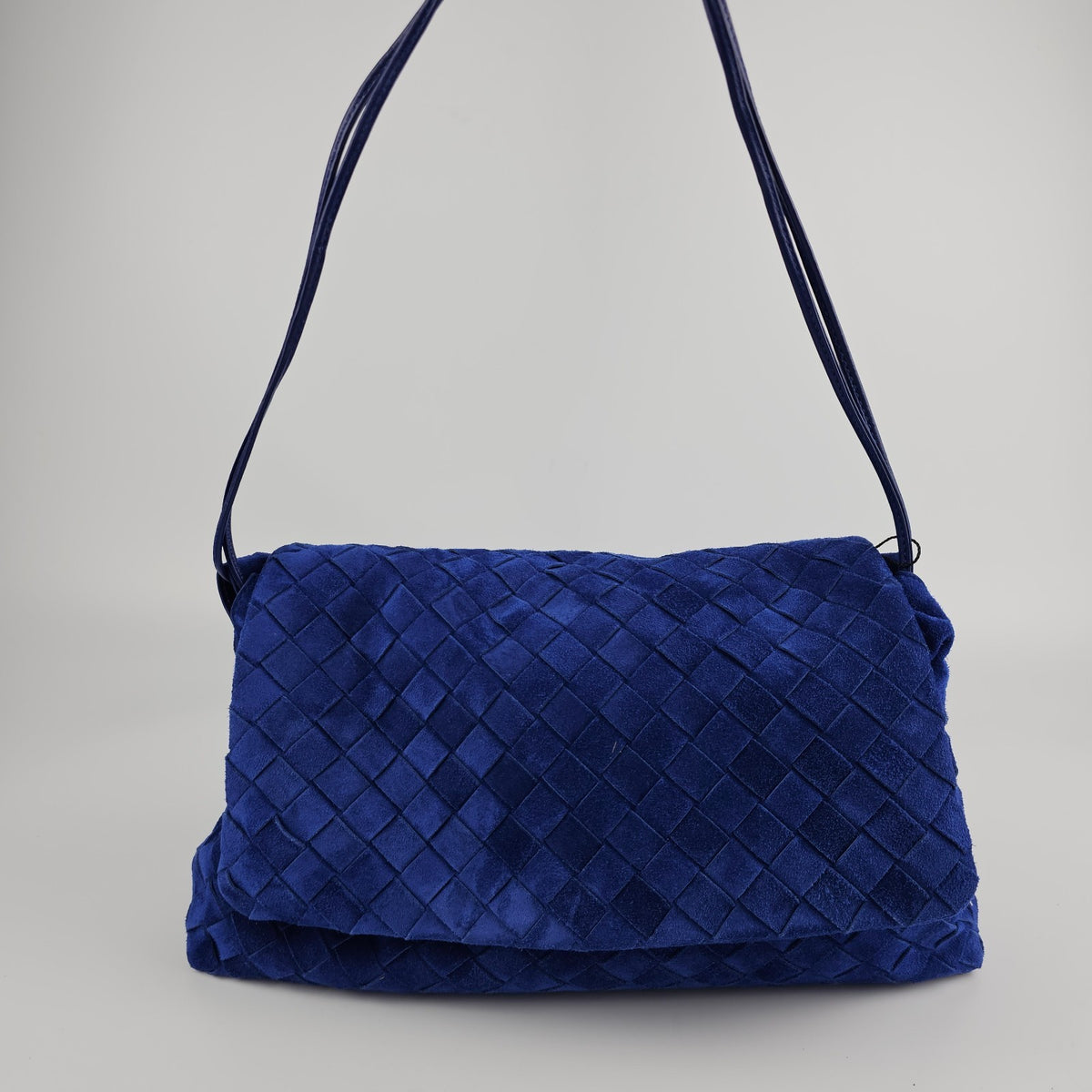 BOTTEGA VENETA Giorno $3500 Blue Royal Suede Shoulder Bag New & Authentic