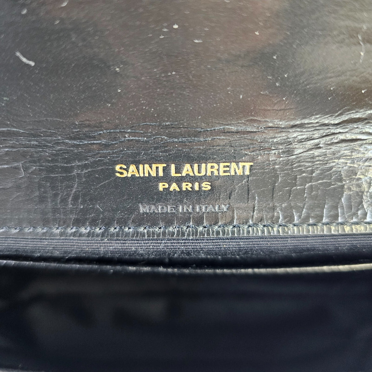 SAINT LAURENT College Mini Black Shiny Leather Shoulder Bag New/Authentic
