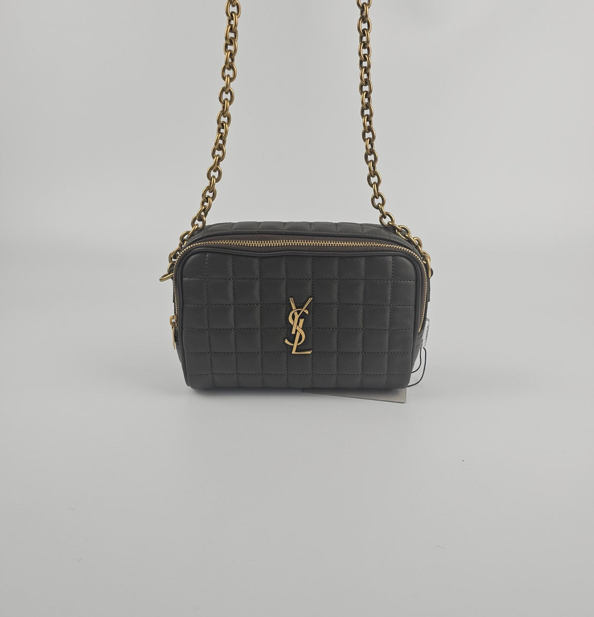 SAINT LAURENT Cassandre Light Musk Carre Lambskin Camera Bag New