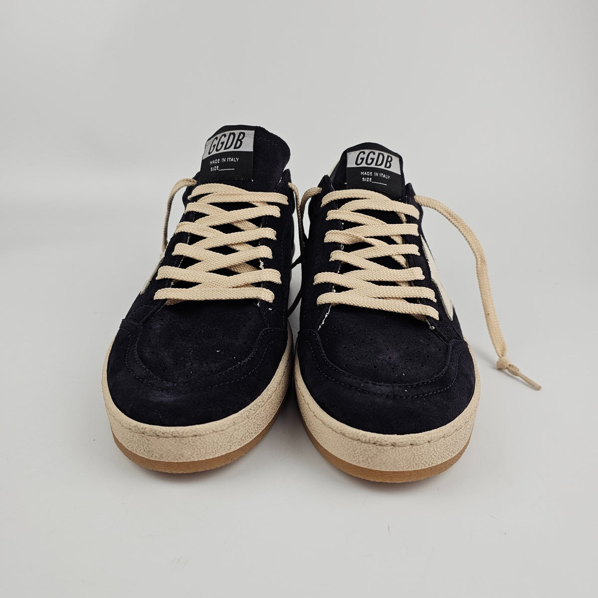GOLDEN GOOSE Ball Star Men's White/Blue Suede Low Top Sneakers New