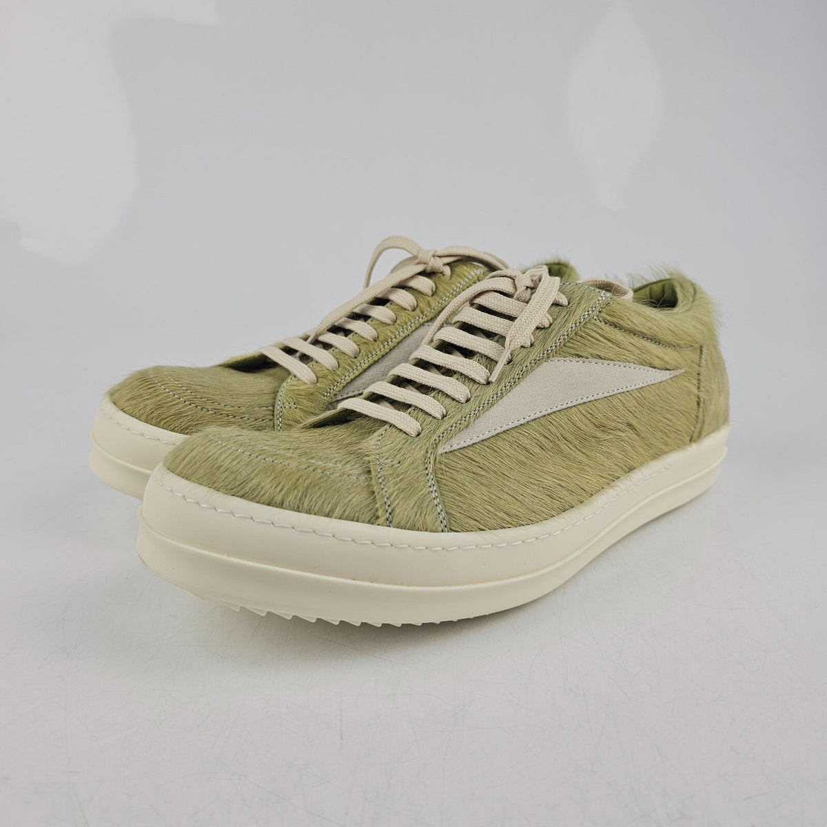 RICK OWENS Dirty Acid/Milk Vintage Leather Low Top Sneakers New Size 43 US 10